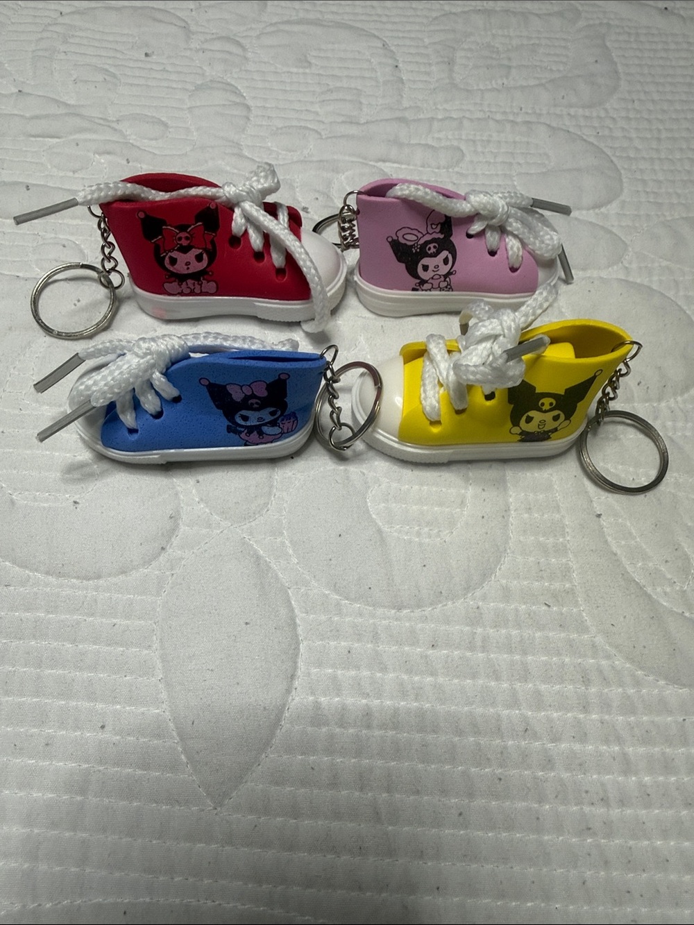 Set of 4 Kids Mini Sneaker Keychain - Red, Pink, Blue, Yellow
